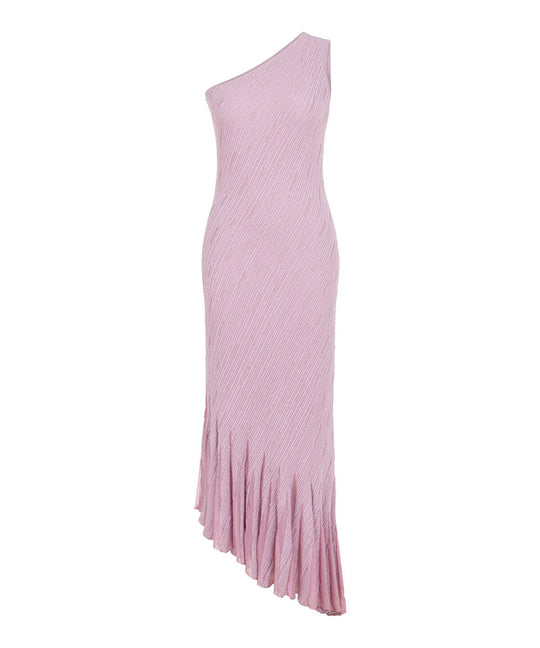 Asymmetric Lurex Knit Dress