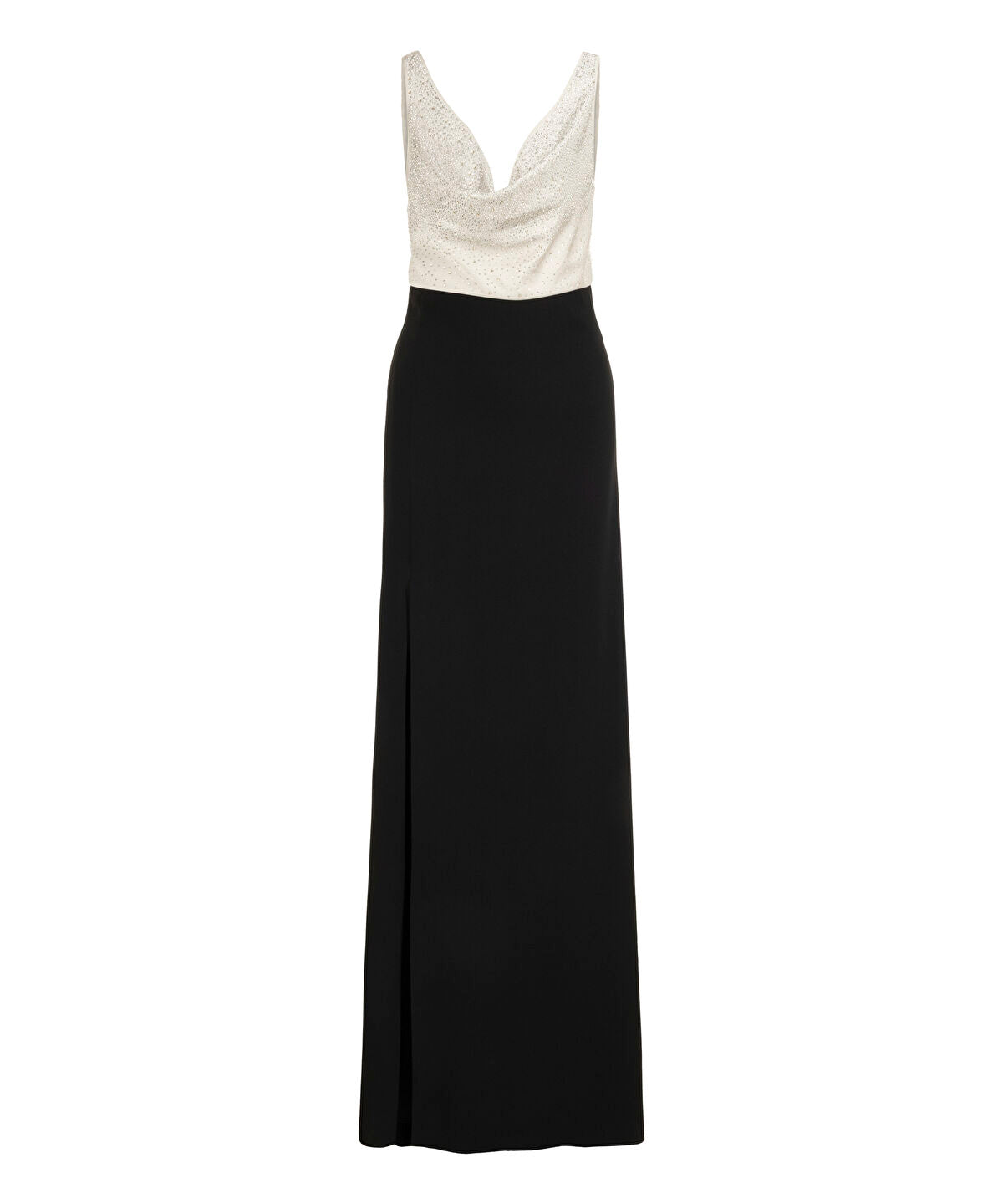 Color-Block Rhinestone Maxi Dress