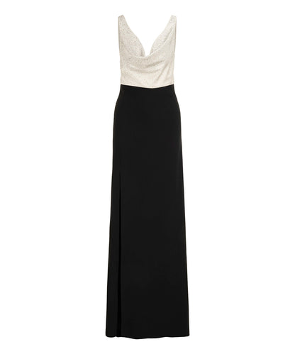 Color-Block Rhinestone Maxi Dress