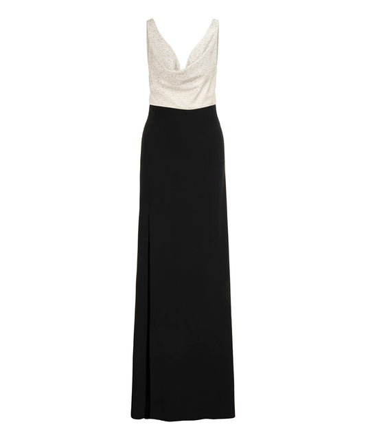 Color-Block Rhinestone Maxi Dress