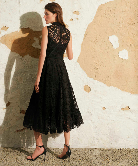 Waist-Accented Lace Dress