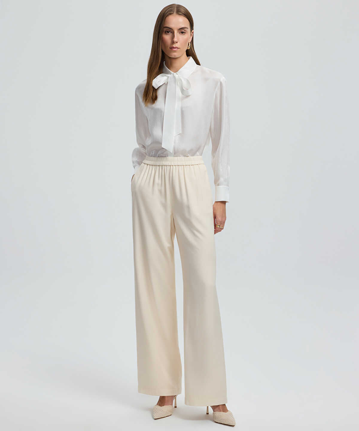 Zoomed Wide-Leg Elastic Waist Trousers