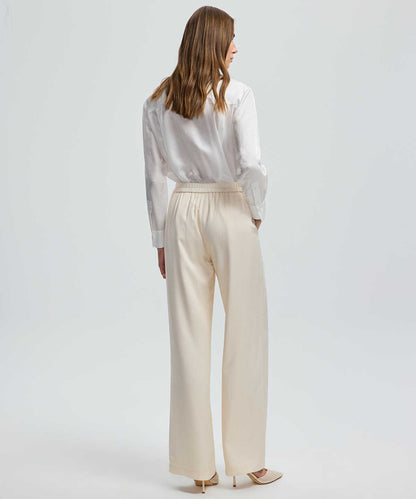 Wide-Leg Elastic Waist Trousers