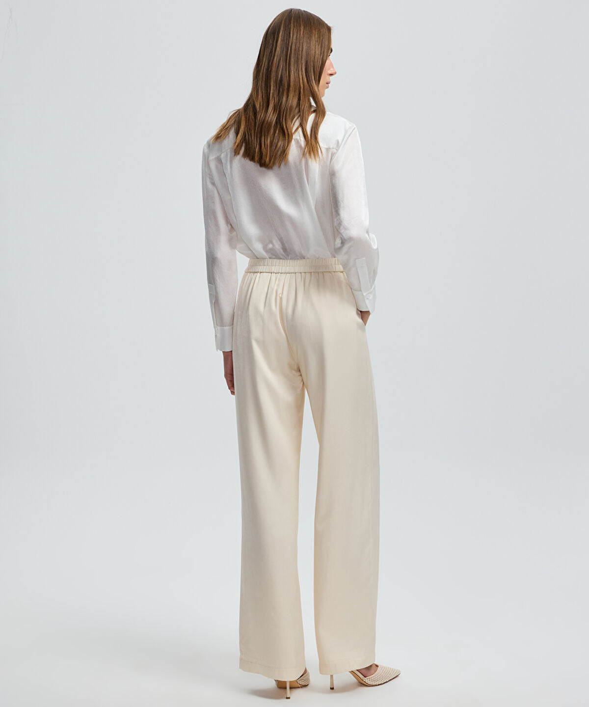 Wide-Leg Elastic Waist Trousers