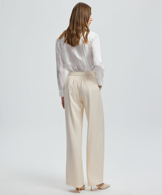 Wide-Leg Elastic Waist Trousers