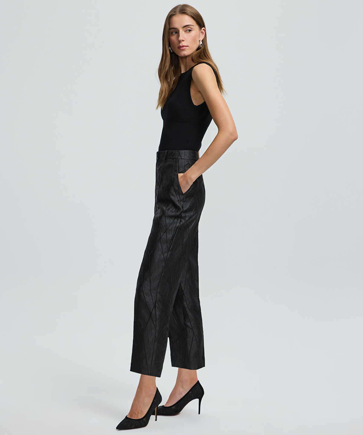 Zoomed Jacquard Cigarette Trousers