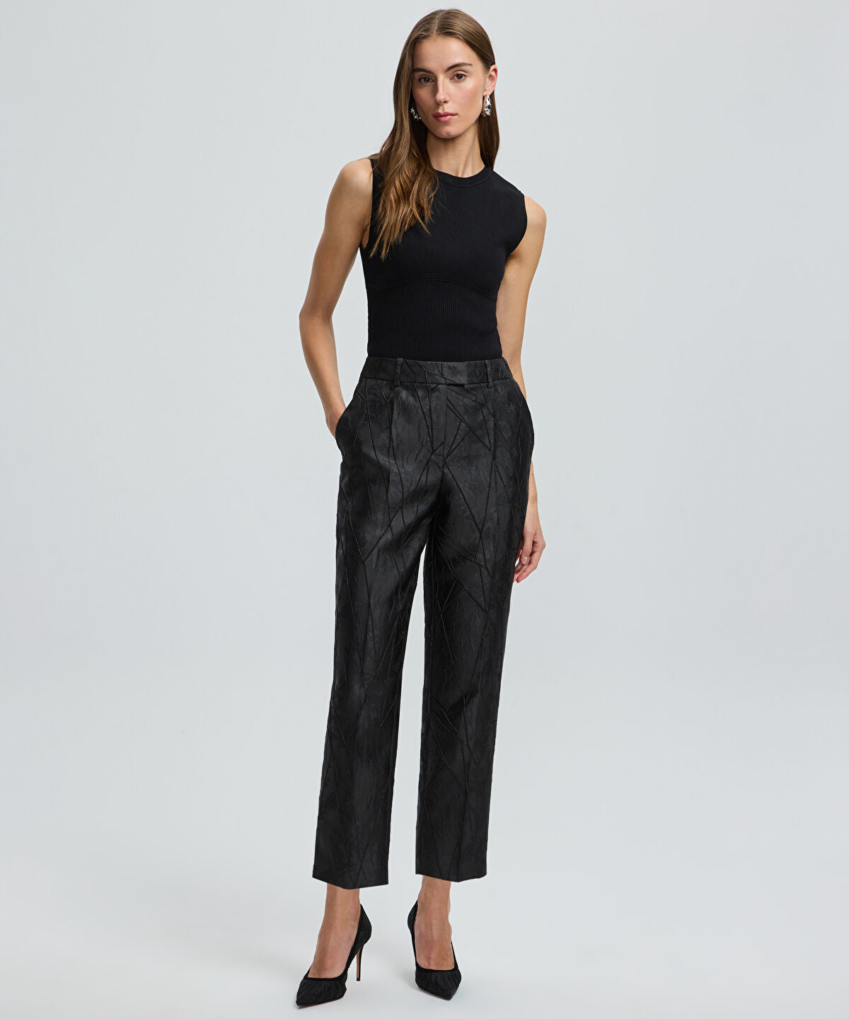 Zoomed Jacquard Cigarette Trousers