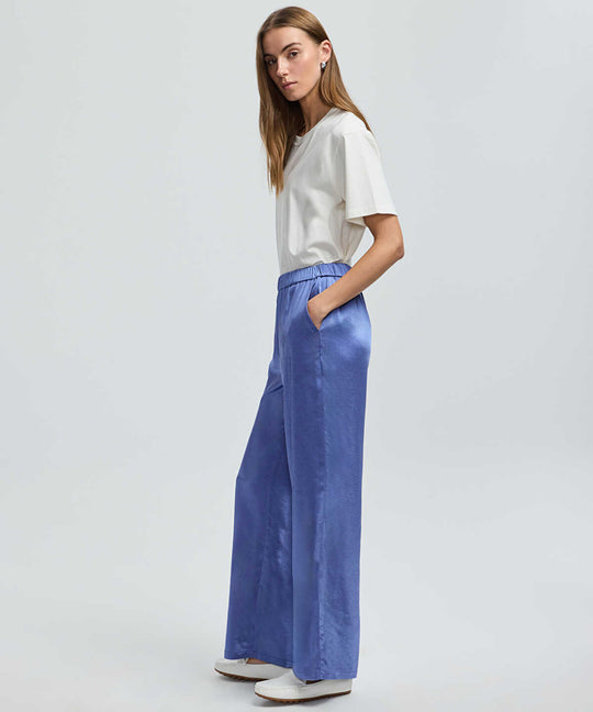Elastic Waist Wide-Leg Trousers