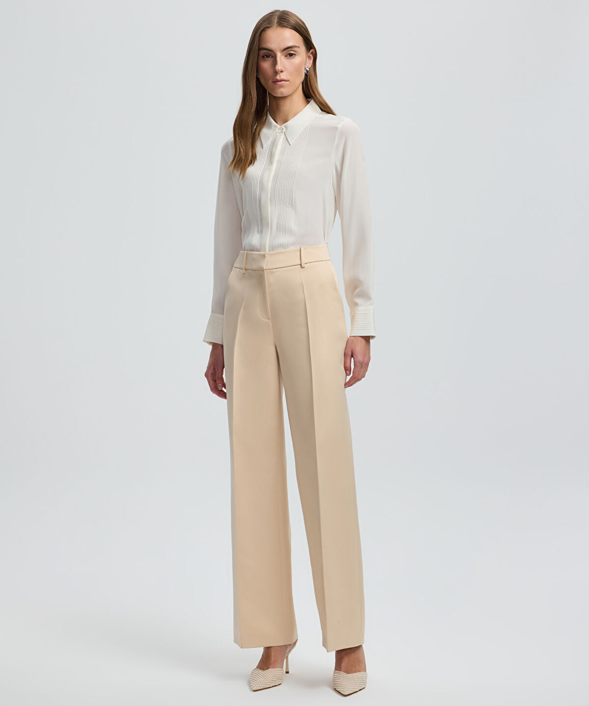 Zoomed Pressed Crease Wide-Leg Trousers
