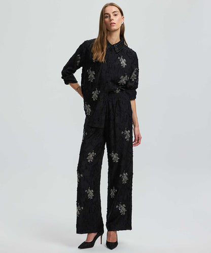Embellished Wide-Leg Trousers