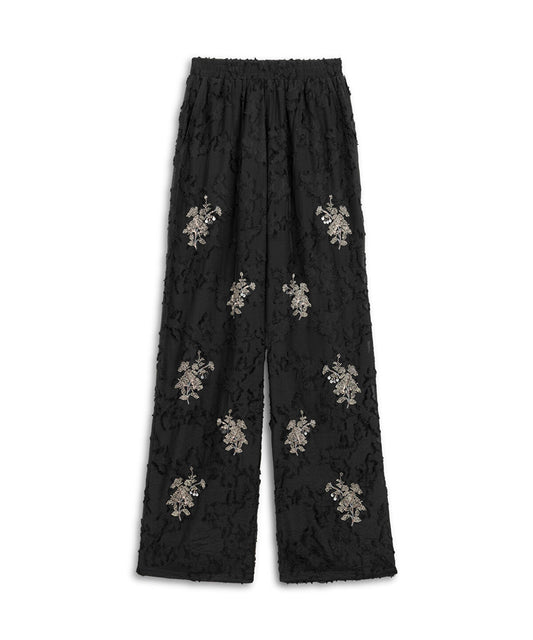 Embellished Wide-Leg Trousers