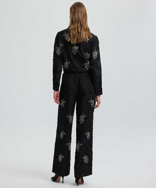 Embellished Wide-Leg Trousers
