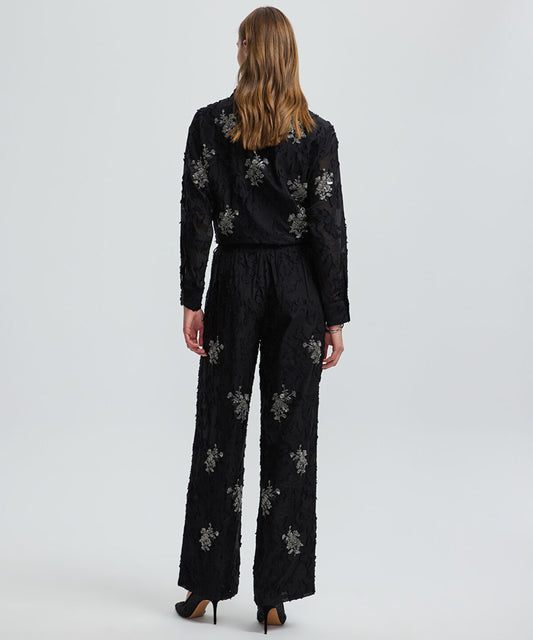 Embellished Wide-Leg Trousers