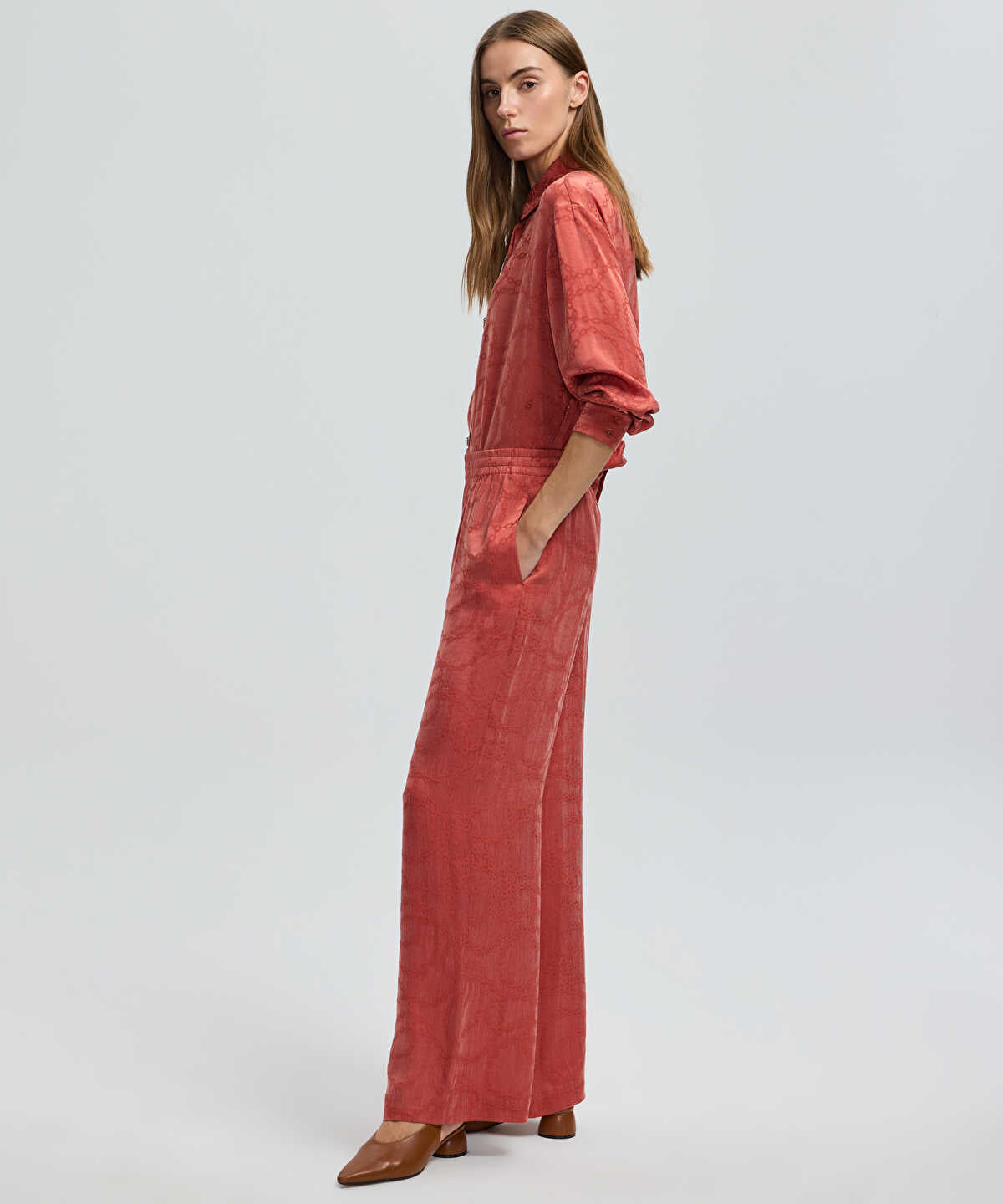 Zoomed Printed Wide-Leg Trousers