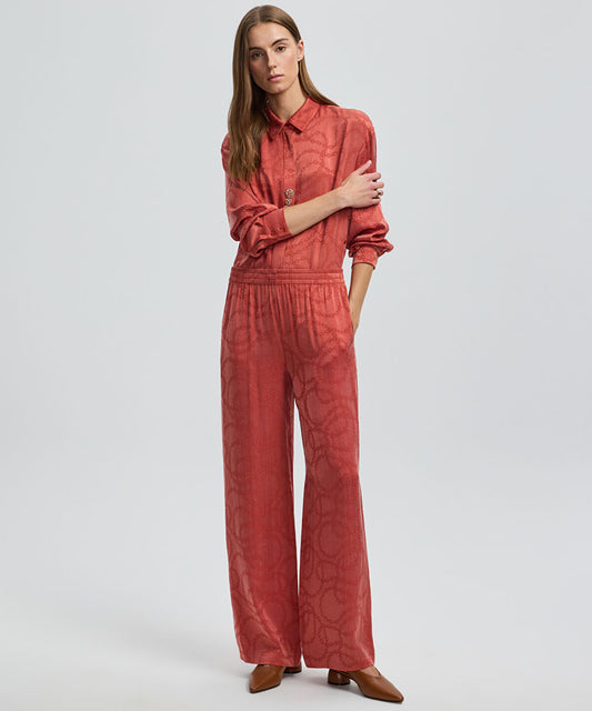 Printed Wide-Leg Trousers