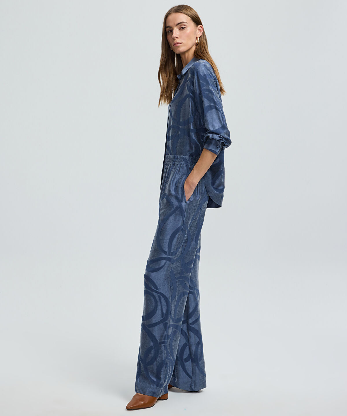 Zoomed Printed Cupro Trousers