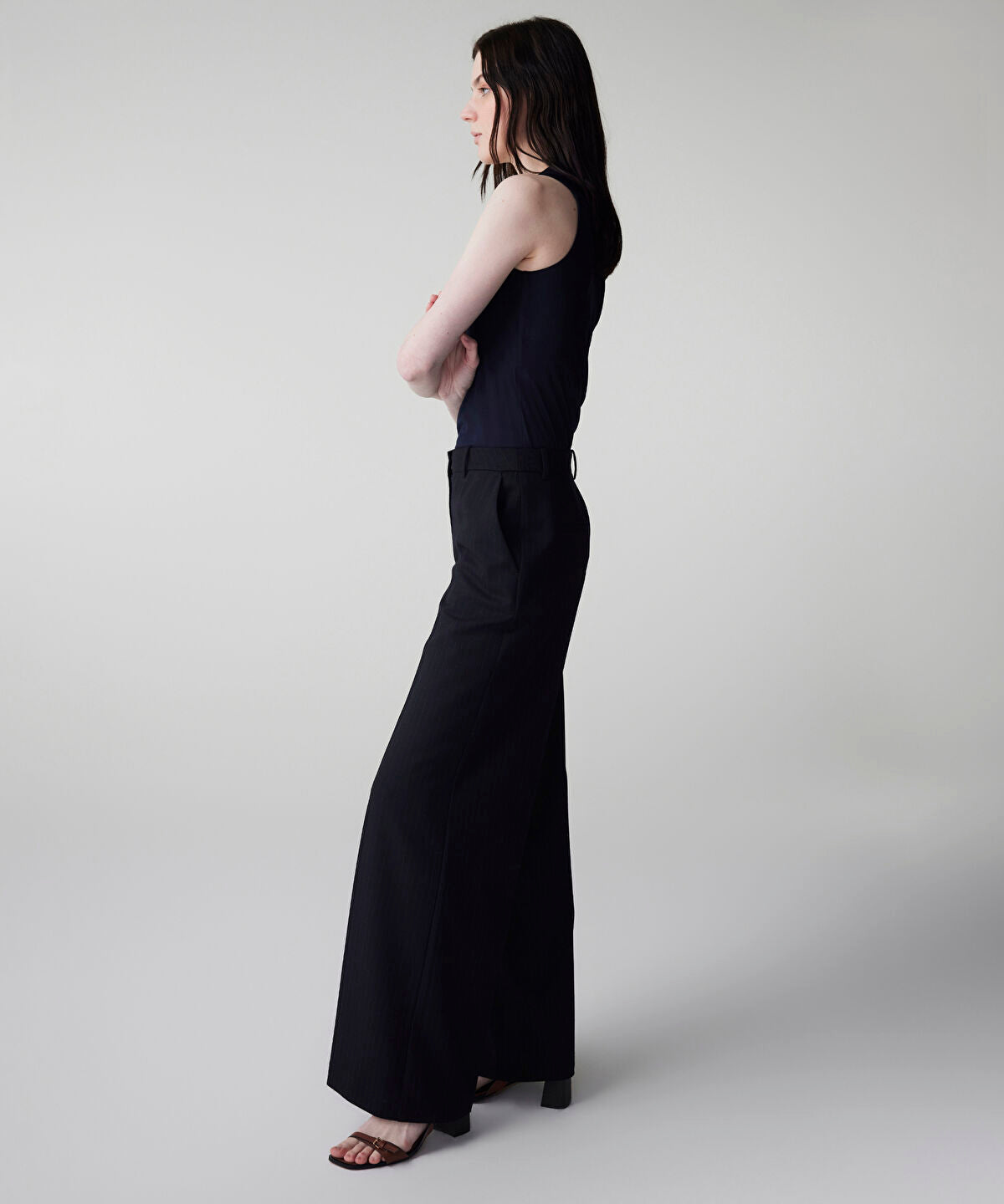 Striped Wide-Leg Trousers