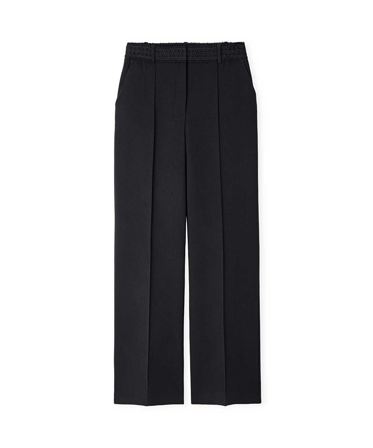 Zoomed Lace Applique Trousers