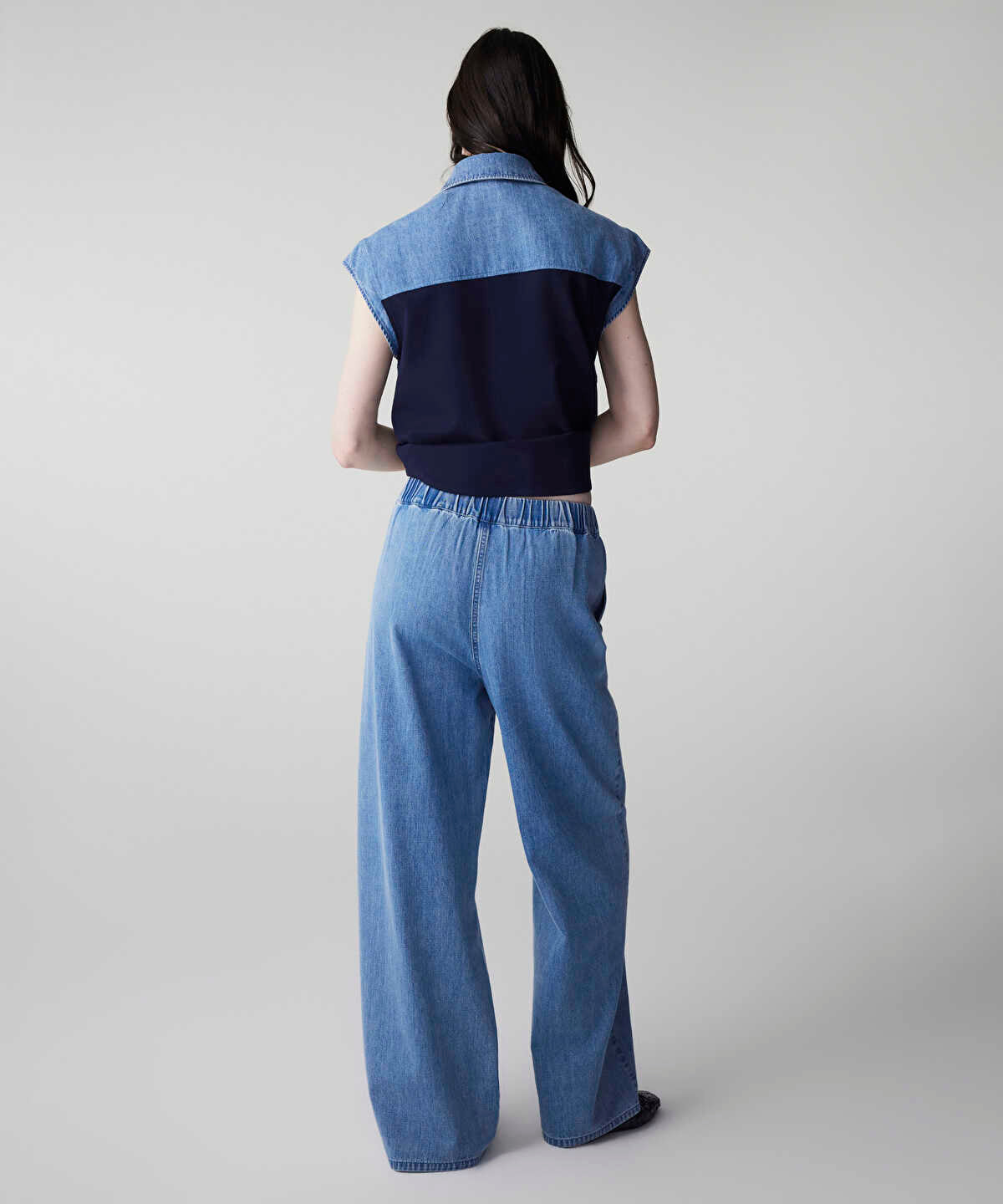 Contrast Waistband Jeans