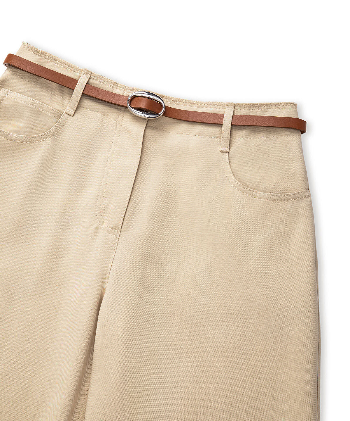 Zoomed Belted Straight Trousers