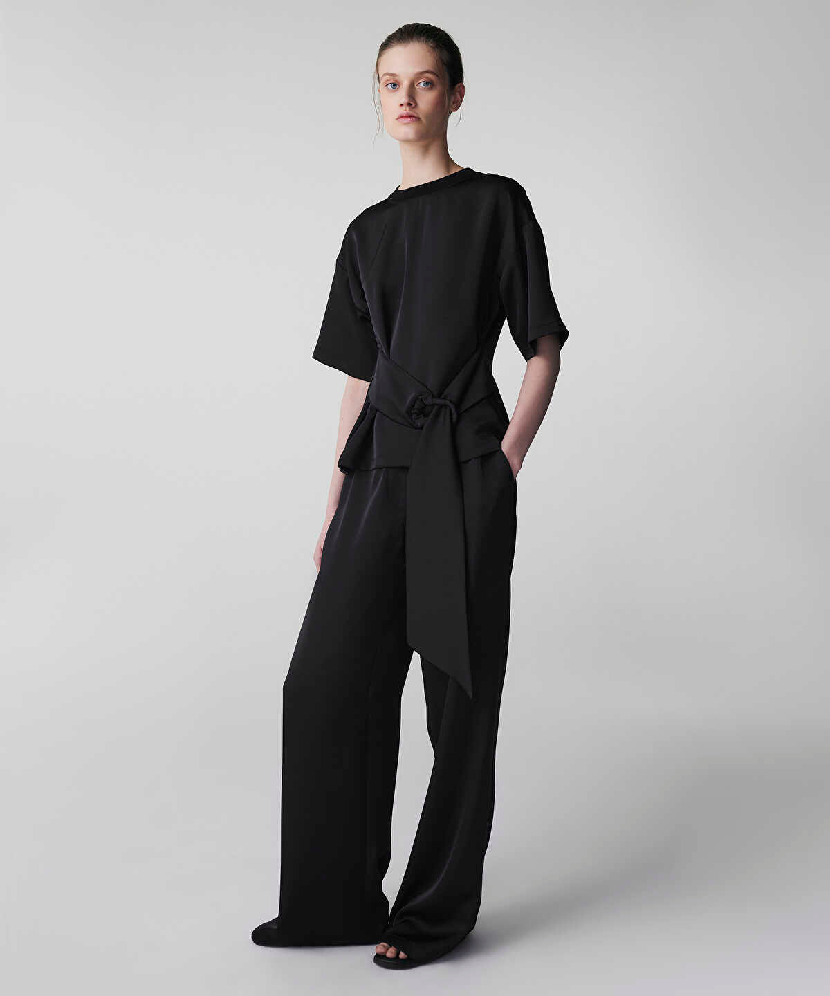 Satin Wide Leg Trousers 