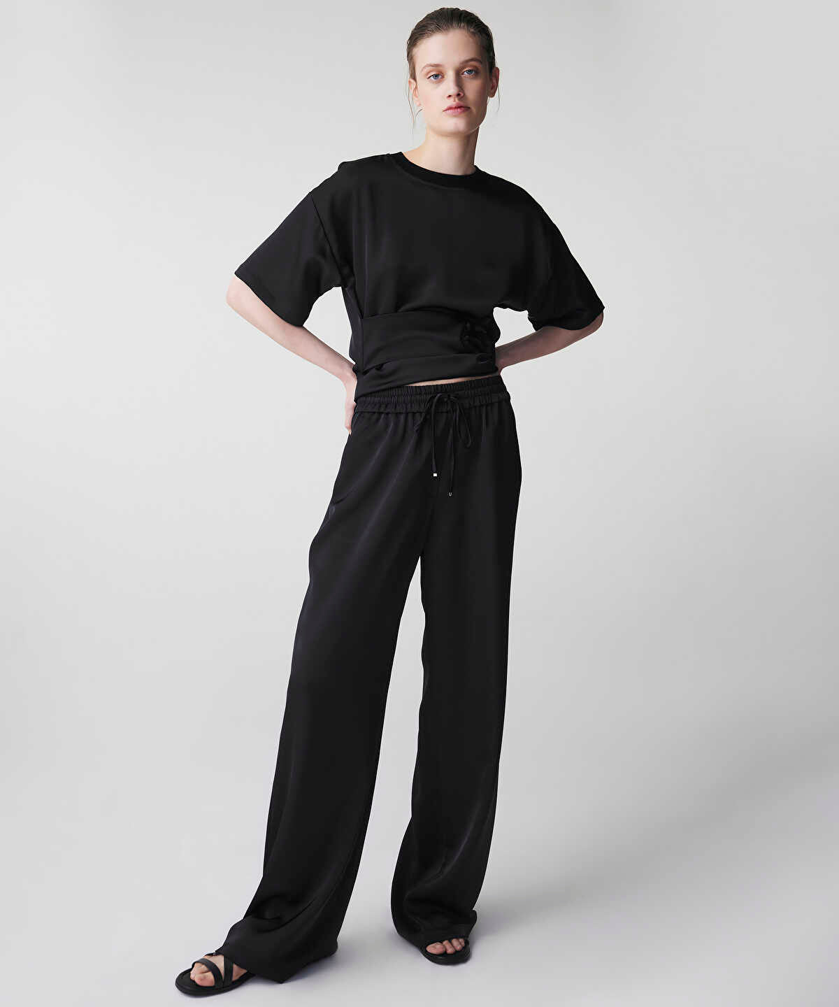 Satin Wide Leg Trousers 
