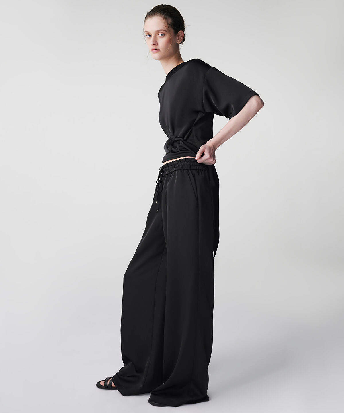 Zoomed Satin Wide Leg Trousers 