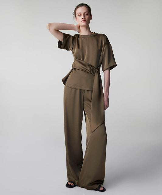Satin Wide Leg Trousers 