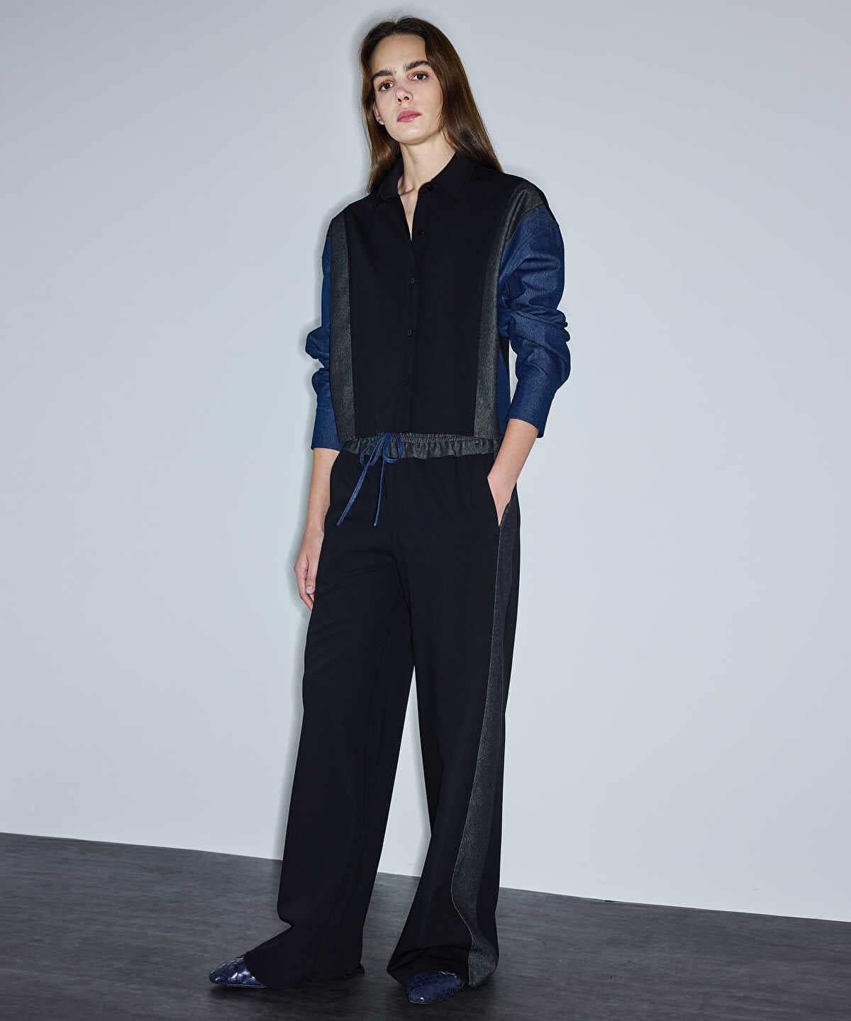 Contrast Waist Color-Block Trousers