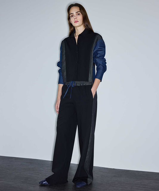 Contrast Waist Color-Block Trousers