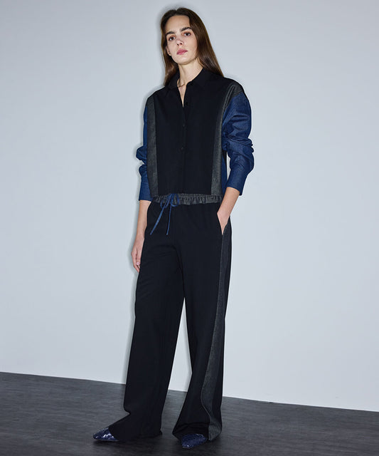 Contrast Waist Color-Block Trousers