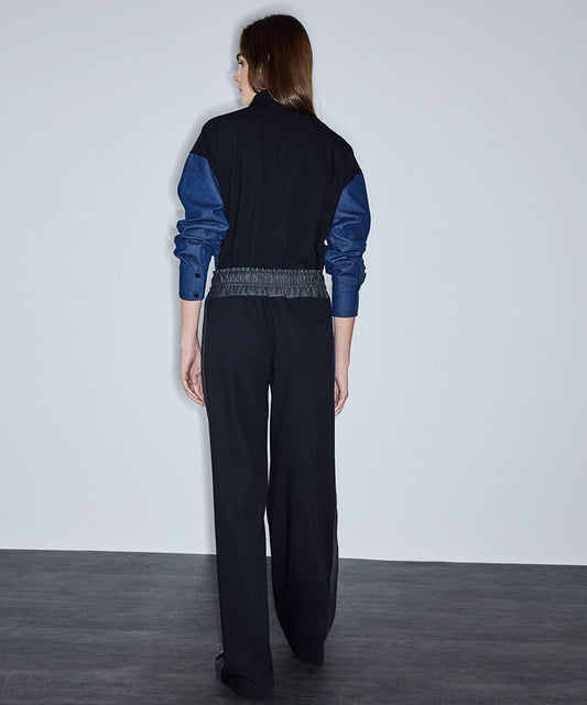 Contrast Waist Color-Block Trousers