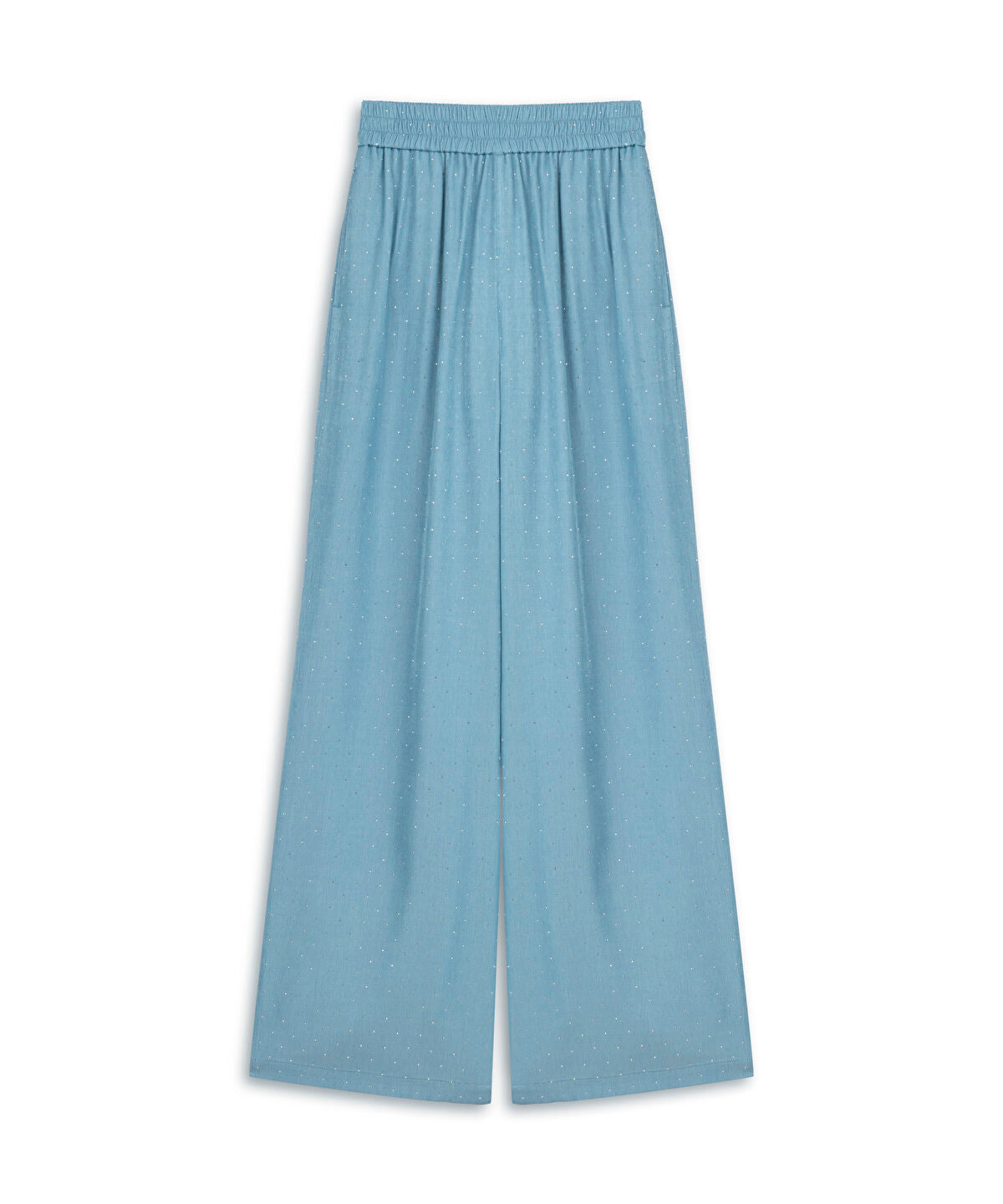 Zoomed Rhinestone Embellished Wide-Leg Trousers