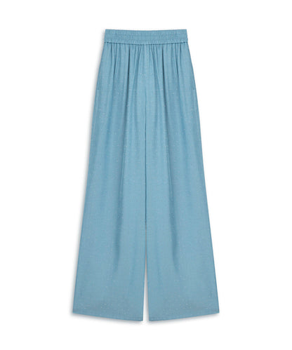 Rhinestone Embellished Wide-Leg Trousers