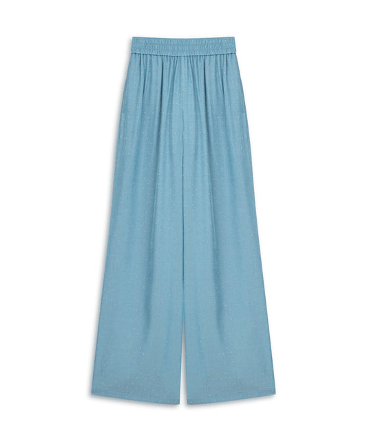 Rhinestone Embellished Wide-Leg Trousers