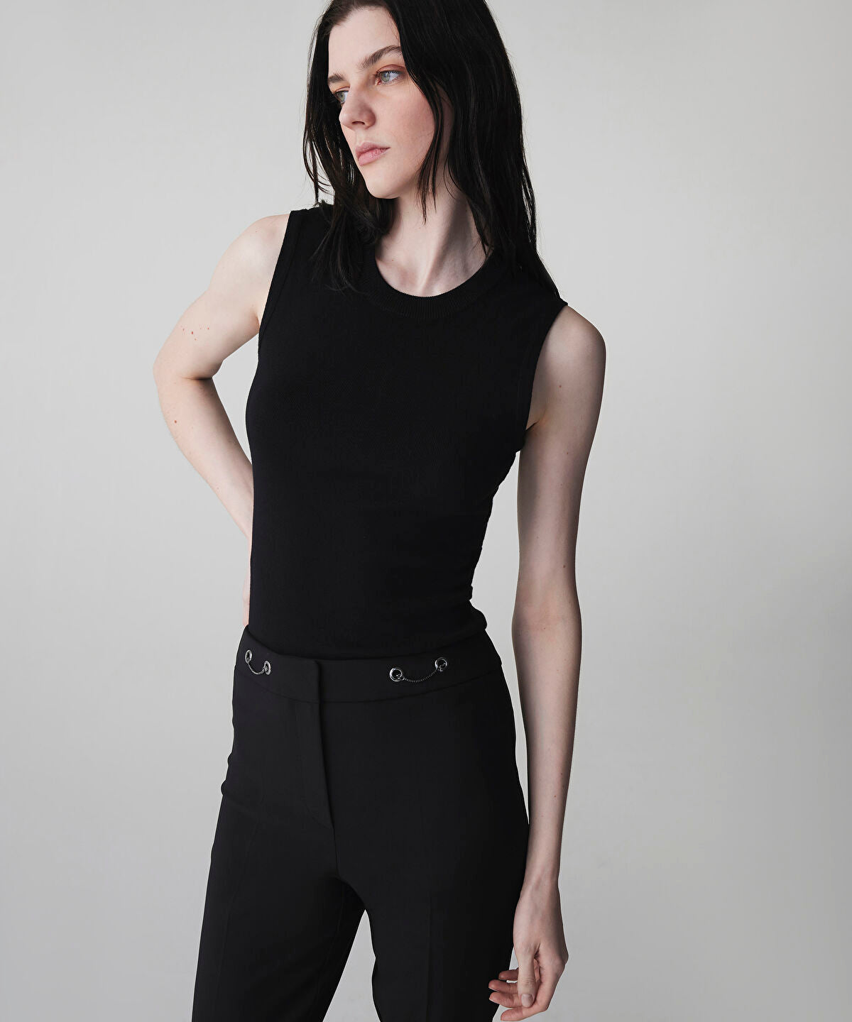 Zoomed Skinny Trousers with Metal Accents 