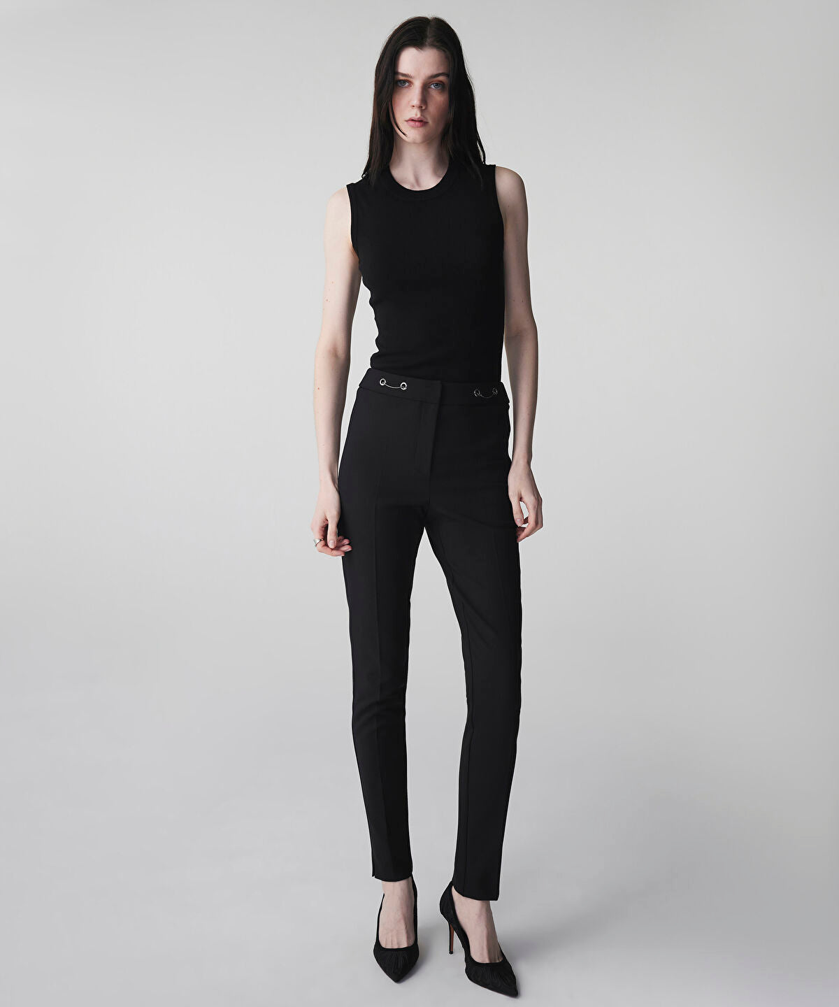 Zoomed Skinny Trousers with Metal Accents 