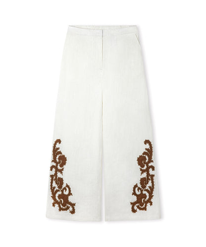 Embroidered Linen Trousers