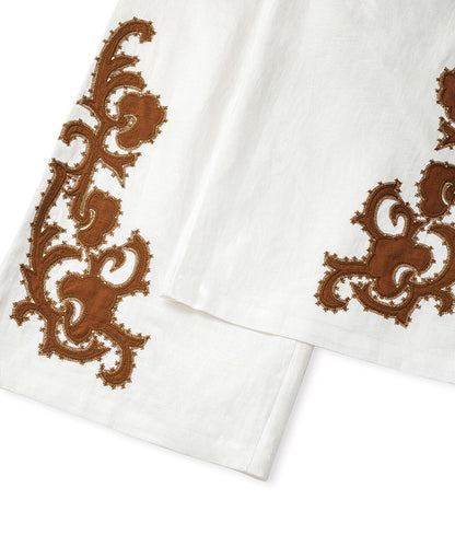 Embroidered Linen Trousers