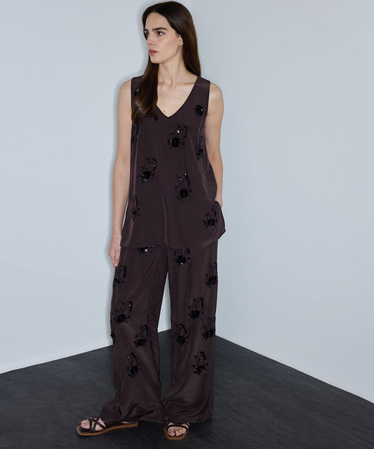 Embellished Viscose Trousers