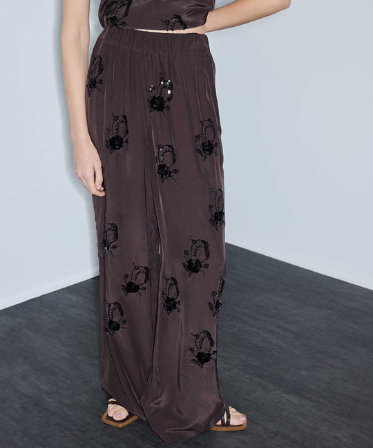Embellished Viscose Trousers