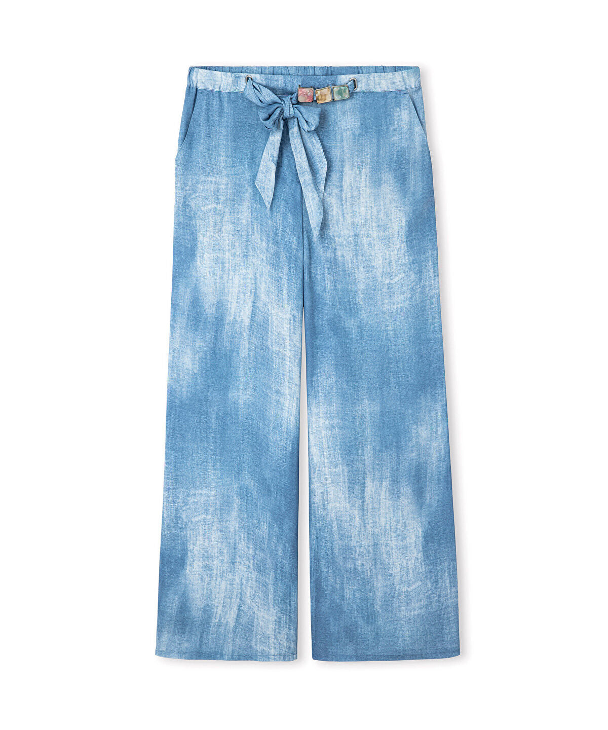 Zoomed Denim-Print Viscose Trousers