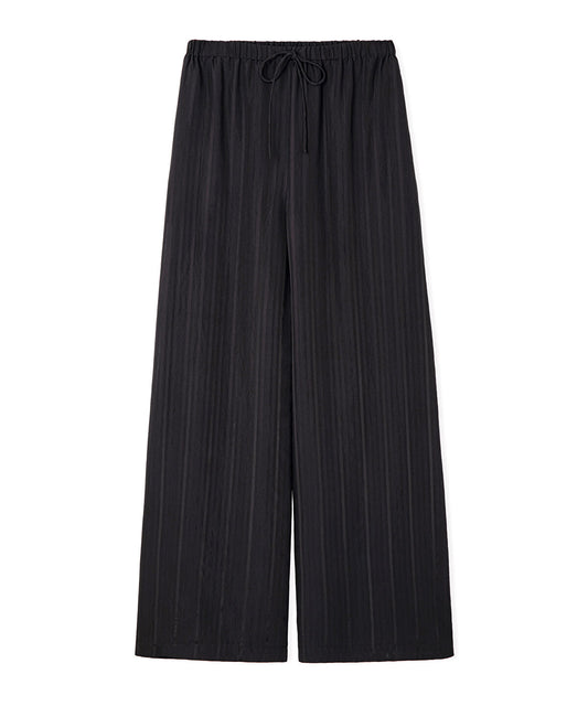 Self-Stripe Wide-Leg Trousers