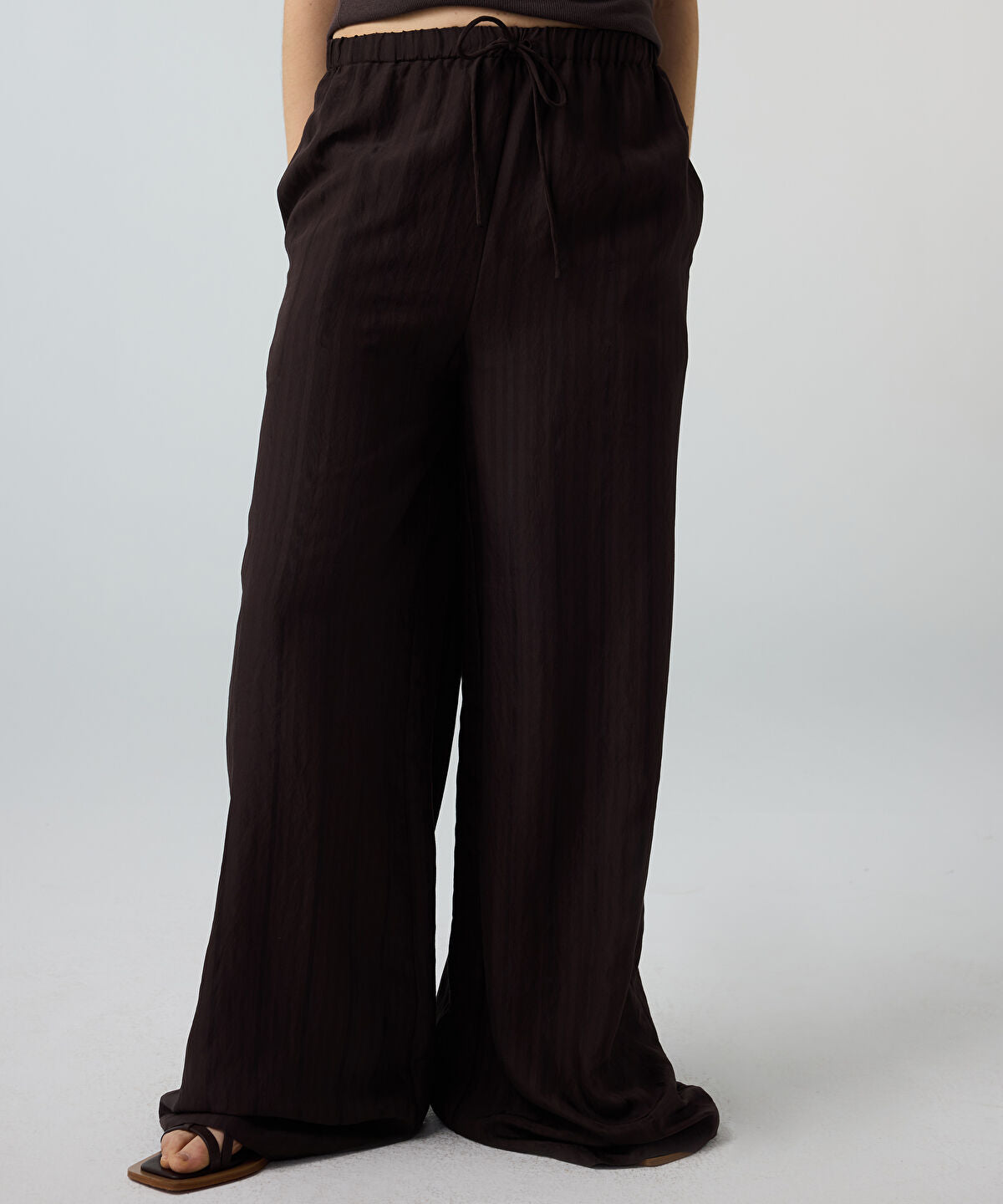 Zoomed Self-Stripe Wide-Leg Trousers