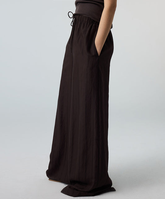 Self-Stripe Wide-Leg Trousers