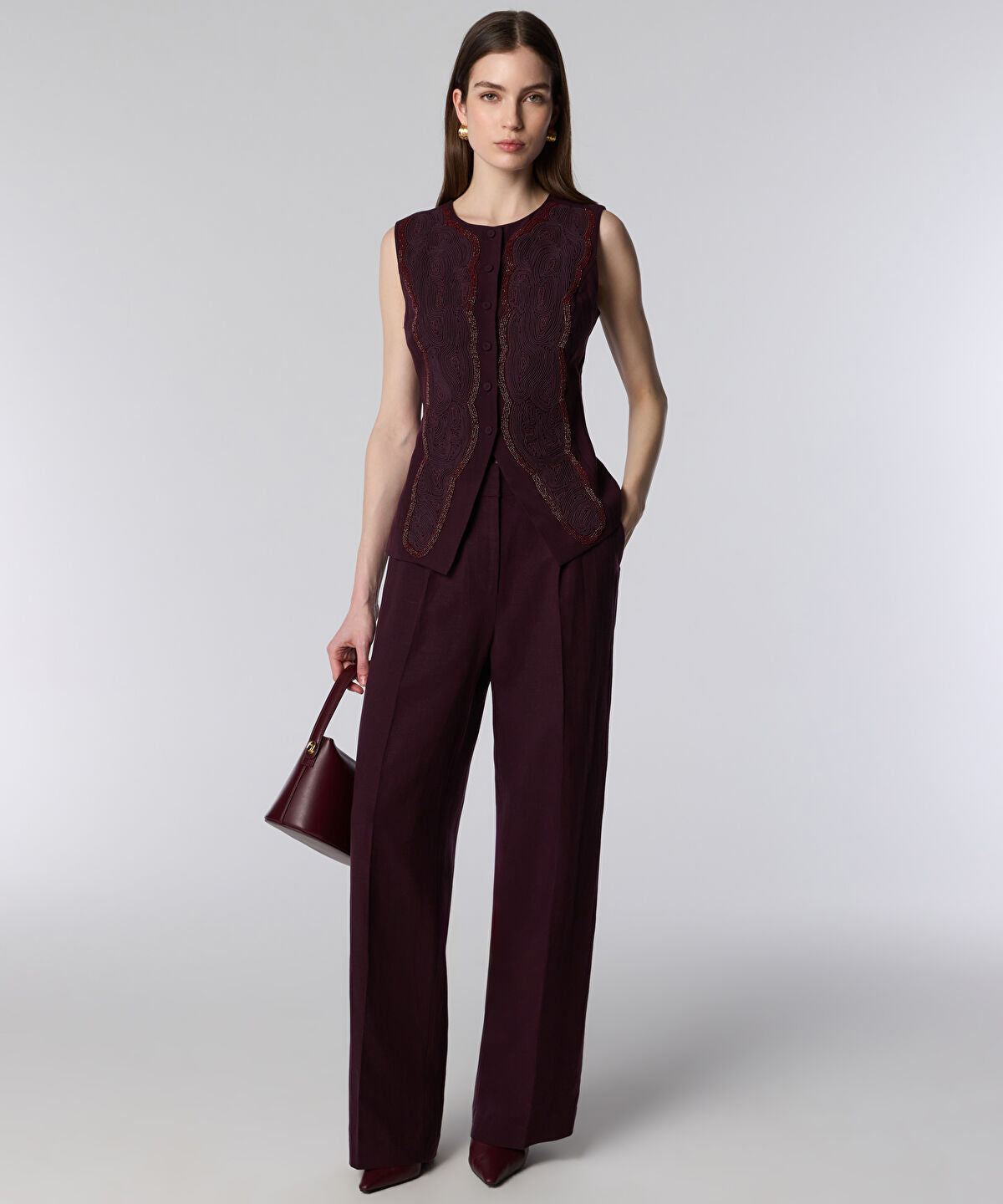 Zoomed Pressed Crease Wide-Leg Trousers