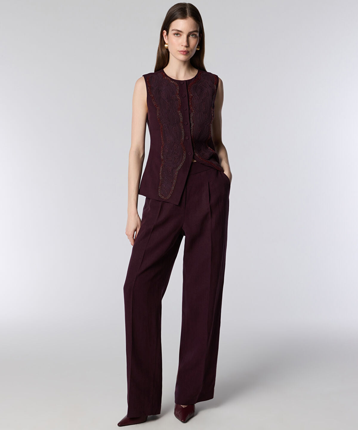Zoomed Pressed Crease Wide-Leg Trousers