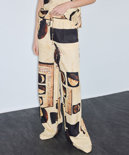 Printed Wide-Leg Trousers