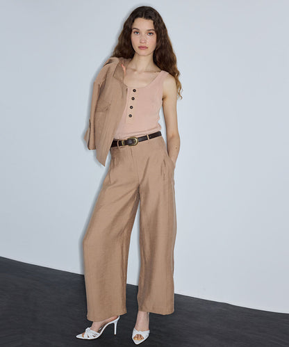 Belted Barrel-Fit Trousers