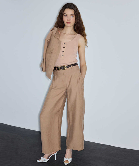 Belted Barrel-Fit Trousers